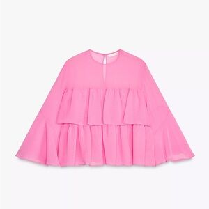 Zara Pink Layered Ruffle Blouse